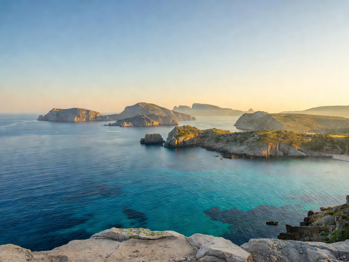 Scenic viewpoint over Mediterranean waters and distant headlands